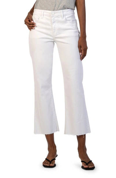 Shop Kut From The Kloth Kelsey Raw Hem High Waist Ankle Flare Jeans In Optic White