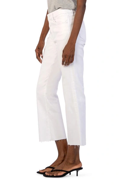 Shop Kut From The Kloth Kelsey Raw Hem High Waist Ankle Flare Jeans In Optic White
