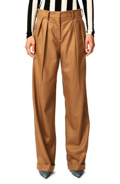 Shop Interior The Smith Pleated Wool Blend Pants In Caramel