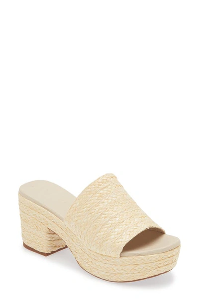 Shop Chocolat Blu Raffia Platform Slide Sandal In Cream Raffia