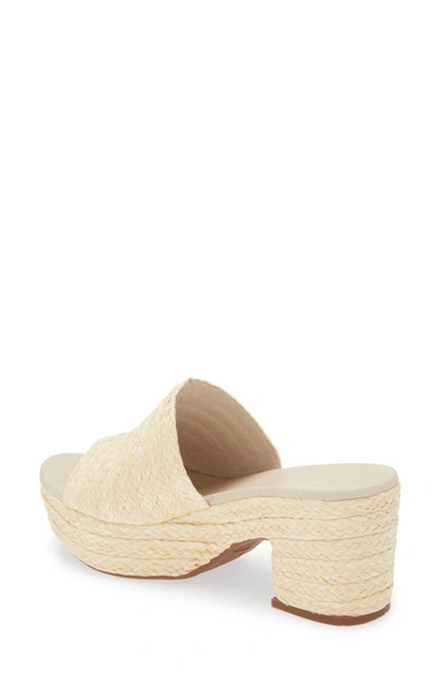 Chocolat Blu Raffia Platform Slide Sandal In Cream Raffia