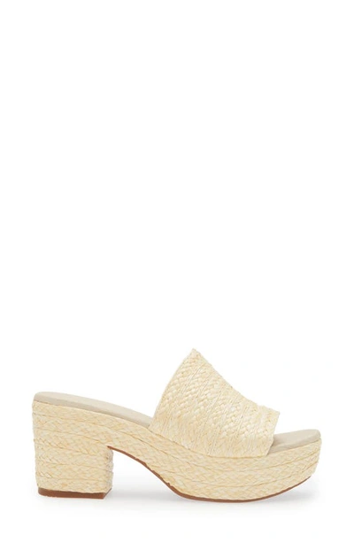 Chocolat Blu Raffia Platform Slide Sandal In Cream Raffia
