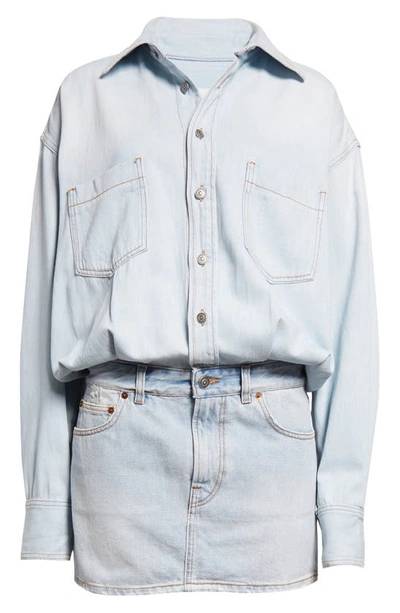 Haikure Tatum Two-tone Denim Mini Dress In Lipari Blue