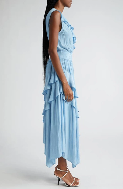 Shop Ramy Brook Hadlee Ruffle Detail Sleeveless Dress In Blue Quartz