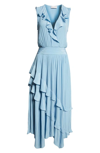 Shop Ramy Brook Hadlee Ruffle Detail Sleeveless Dress In Blue Quartz