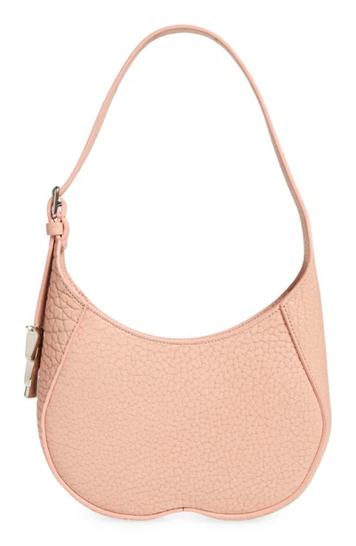 Shop Burberry Small Chess Leather Baguette Shoulder Bag In Blush