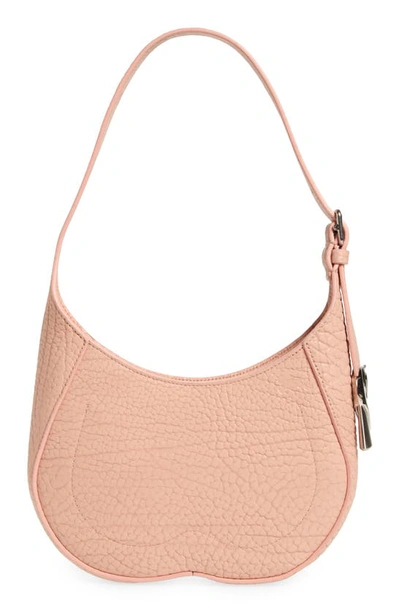 Shop Burberry Small Chess Leather Baguette Shoulder Bag In Blush