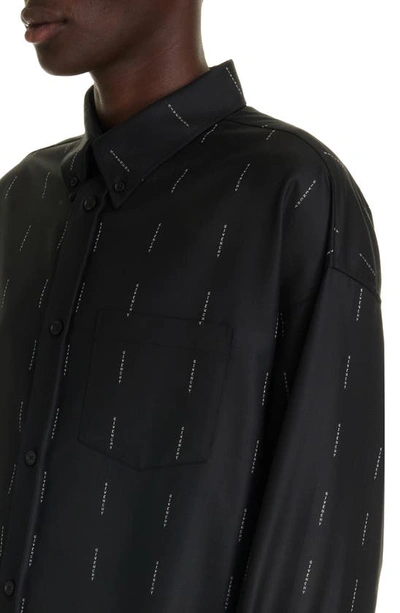 Shop Givenchy Logo Wool Button-down Shirt In Black