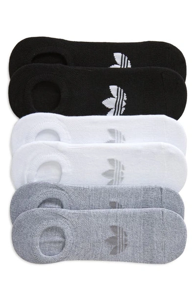 Shop Adidas Originals Assorted 6-pack Originals No-show Socks In Black/ White/ Grey