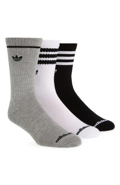 Shop Adidas Originals Assorted 3-pack Originals Roller Crew Socks In White/ Grey/ Black