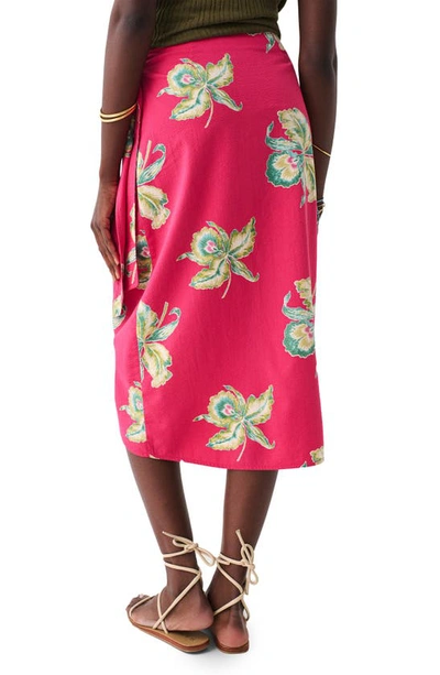 Shop Faherty Pacifica Orchid Print Seersucker Wrap Skirt In Orchid Blossom