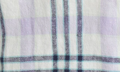 Caslon Short Sleeve Linen Blend Camp Shirt In White- Purple Winter Buffalo