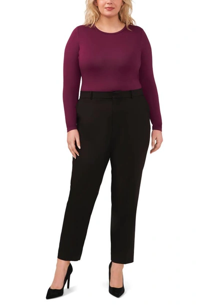 Halogen Crewneck Long Sleeve Knit Top In Grape Wine