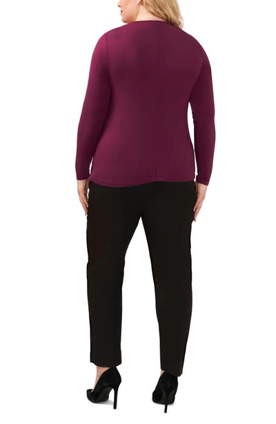 Halogen Crewneck Long Sleeve Knit Top In Grape Wine