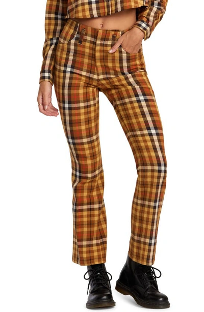 Shop Rvca Kennedy Gingham Flare Pants In Wdr0-latte