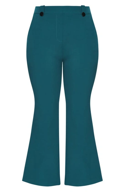 City Chic Tuxe Luxe High Waist Pants In Jade