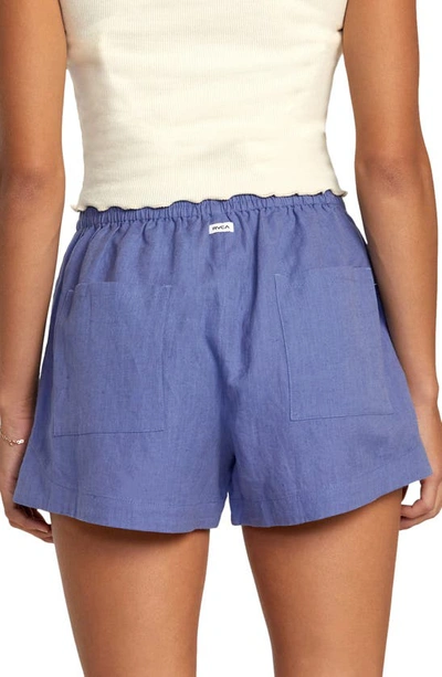 Shop Rvca Sawyer Linen Blend Shorts In Coast