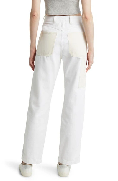 Shop Madewell Two-tone High Waist Straight Leg Jeans In Tile White Vintage C