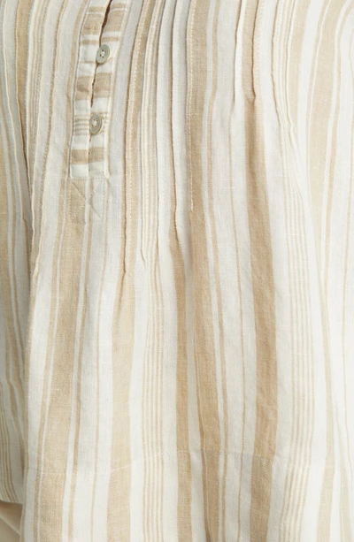 Shop Faherty Isha Pintuck Pleat Linen Tank In Natural Bombay Stripe