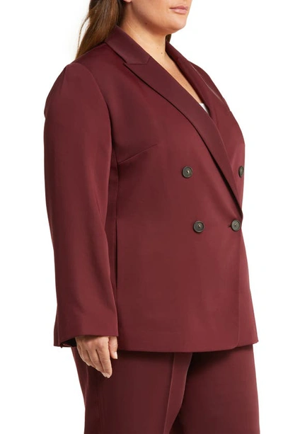 Shop Vince Double Breasted Crepe Blazer In Plum Wine