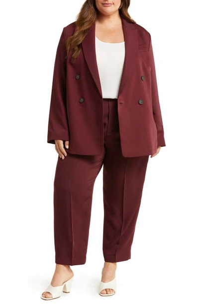 Shop Vince Double Breasted Crepe Blazer In Plum Wine