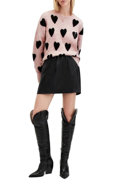 Shop Allsaints Amora Wool & Alpaca Blend Sweater In Pale Pink/ Black
