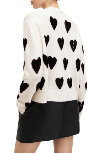 Shop Allsaints Amora Wool & Alpaca Blend Cardigan In Chalk White/ Black