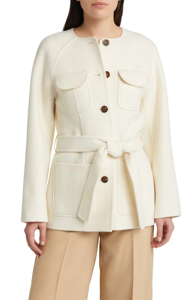 Shop Ted Baker Lesliiy Wool Blend Belted Coat In Ivory