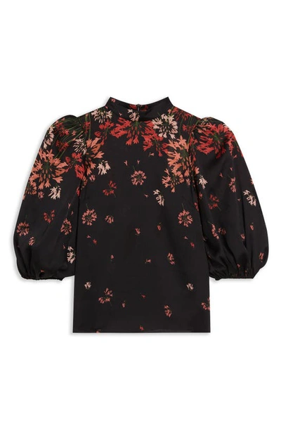 Shop Ted Baker Eranthe Print Balloon Sleeve Top In Black