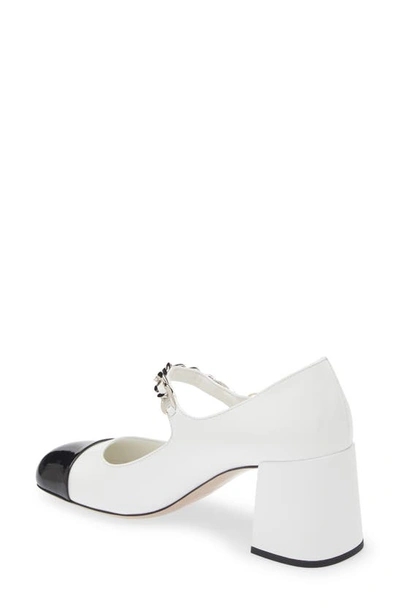 Shop Miu Miu Chain Strap Mary Jane Pump In White/ Black