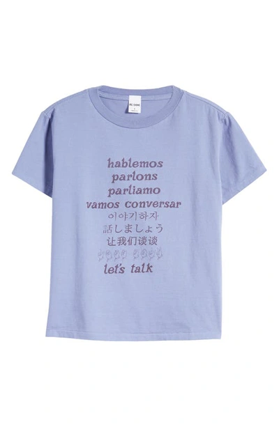 Shop Re/done Let's Talk Cotton T-shirt In Celestial