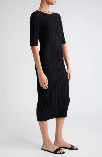 Shop Loulou Studio Elea Silk Blend Rib Sweater Dress In Black