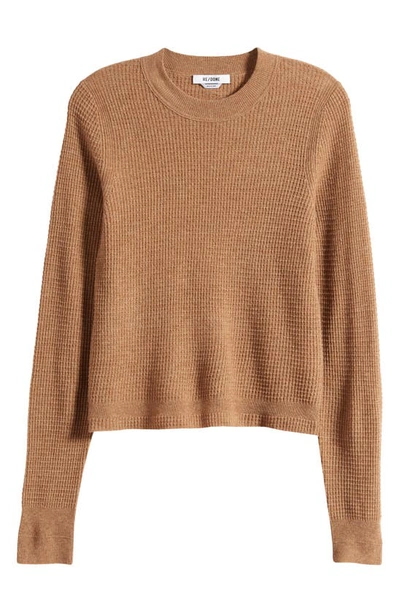 Shop Re/done Slim Fit Wool & Cashmere Waffle Knit Sweater In Chestnut