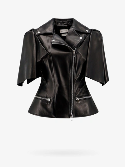 Alexander Mcqueen Leather Jackets In Black