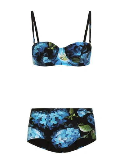 Shop Dolce & Gabbana Bluebell Balconette Bikini Set In Black