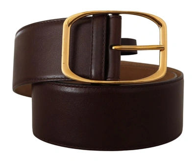 Shop Dolce & Gabbana Dark Brown Leather Gold Metal Buckle Women's Belt