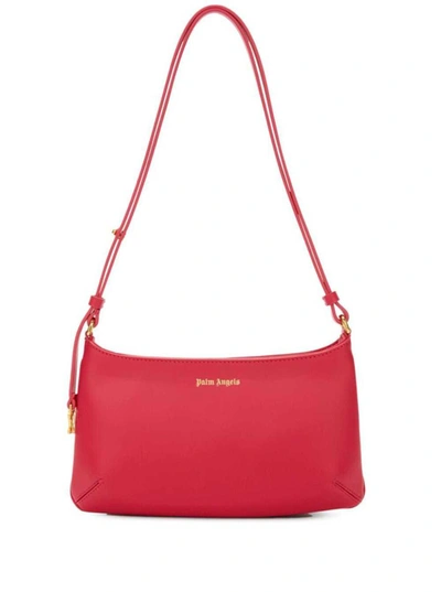 Shop Palm Angels 'lategram' Red Shoulder Bag With Laminated Logo Detail In Leather Woman In Grey