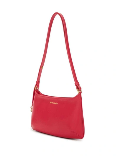 Shop Palm Angels 'lategram' Red Shoulder Bag With Laminated Logo Detail In Leather Woman In Grey