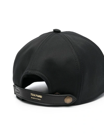 Shop Tom Ford Black Baseball Cap With Tf Logo Embroidery In Cotton Man