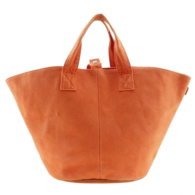 Shop Hermes Hermès Orange Canvas Tote Bag ()