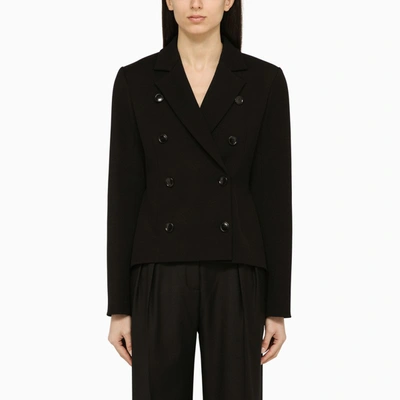 Shop Alaïa Black Double-breasted Jacket In Wool Blend