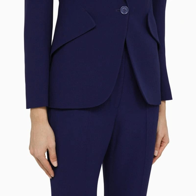 Shop Alexander Mcqueen Electric Single-breasted Jacket In Blue