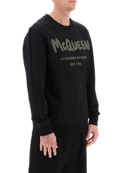 Shop Alexander Mcqueen Mcqueen Graffiti Sweatshirt In Black
