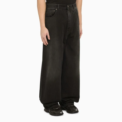 Shop Balenciaga Denim Baggy Pants With Size Stickers In Black