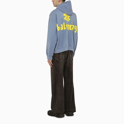 Shop Balenciaga Faded Tape Type Hoodie In Blue