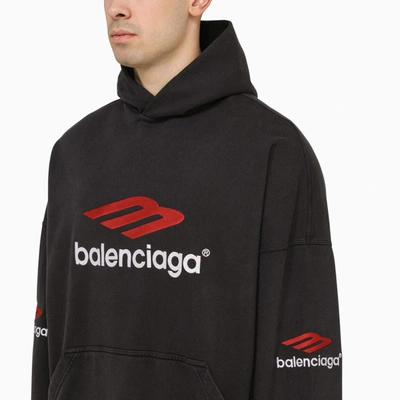 Shop Balenciaga Icon 3b Sport Hoodie Black/red