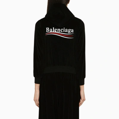 Shop Balenciaga Zip Sweatshirt With Logo In Black