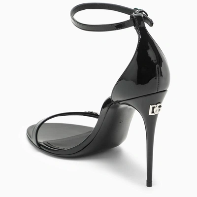 Shop Dolce & Gabbana Dolce&gabbana High Patent Sandal With Logo In Black