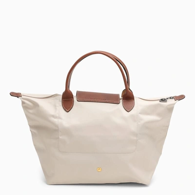 Shop Longchamp Ivory Le Pliage Original M Bag In Beige