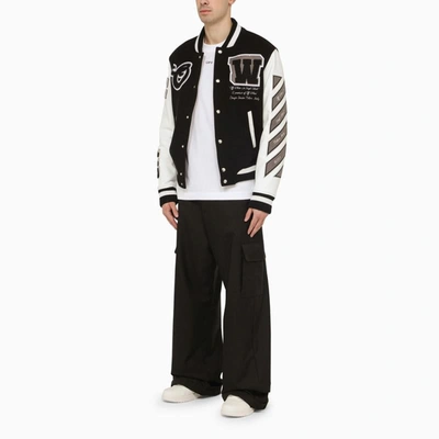 Shop Off-white ™ And White And Varsity Jacket In Black